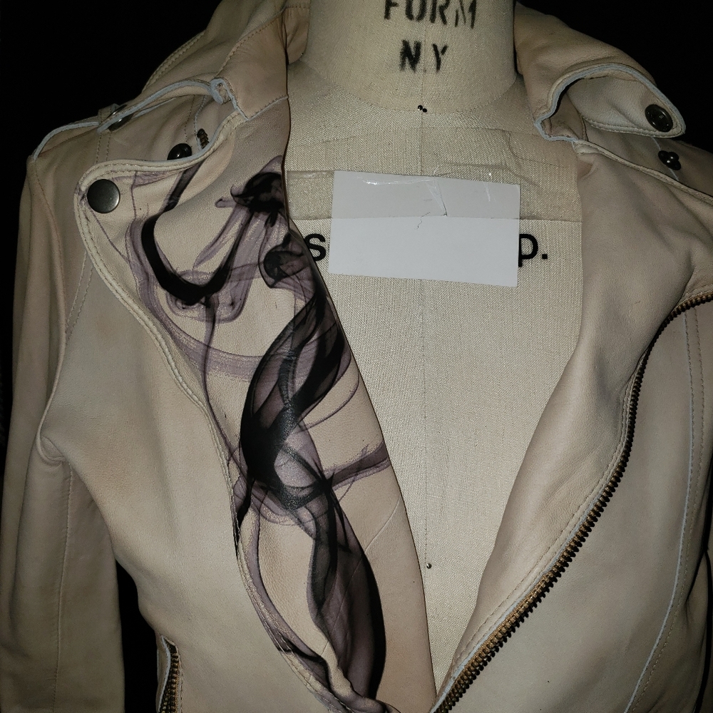 Brand new lambskin stretch leather fits like a glove biker tan crop jacket